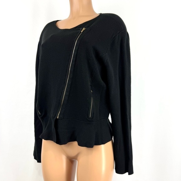 7th Avenue Design Studio Women's XL Black Asymmetrical Zip Sweater Jacket Career - Picture 2 of 12